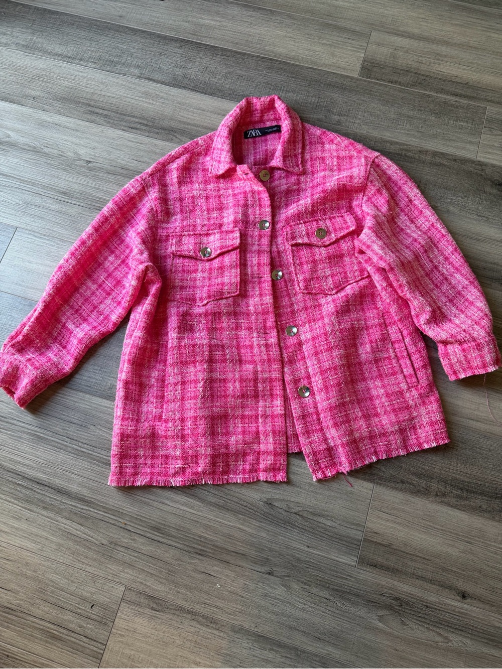 Zara Hot Pink Tweed Jacket